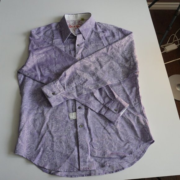 BNWT! Robert Graham  | Paisley Flip Collar/Sleeve - Picture 2 of 8